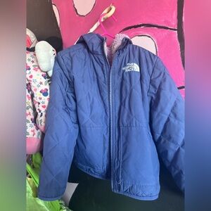 The North Face Kids Lavender and Navy Puffer Jacket